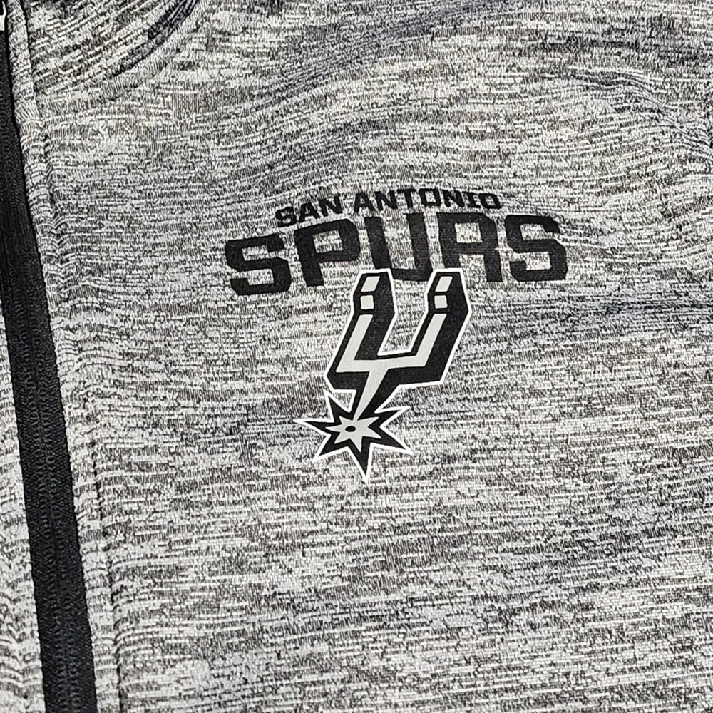 NBA San Antonio Spurs Jacket Mens XL Gray Space Dye Fleece Full Zip Track Coat